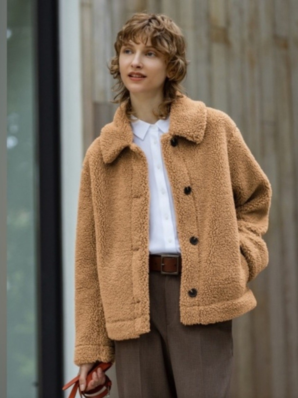 Uniqlo Women's Camel Teddy Sherpa Jacket